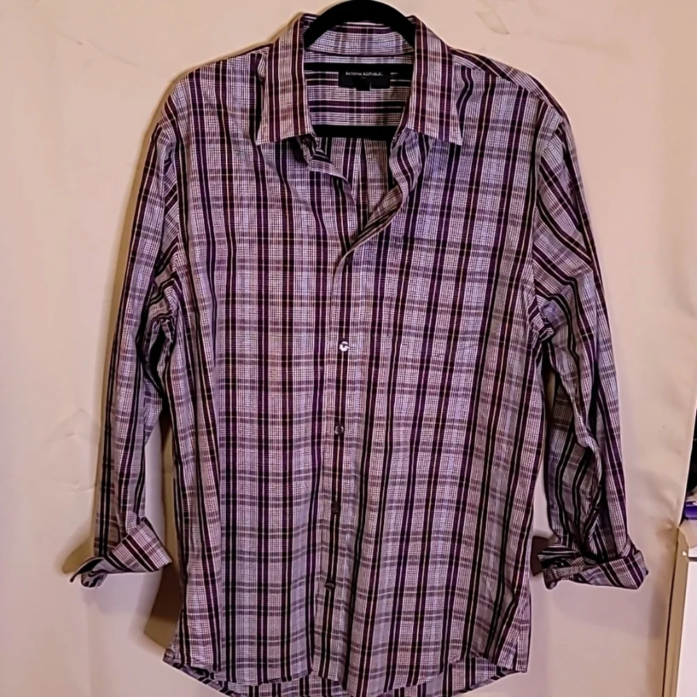 Banana Republic Purple Stripes Non Iron Slim Fit 16-16 1/2 34-35